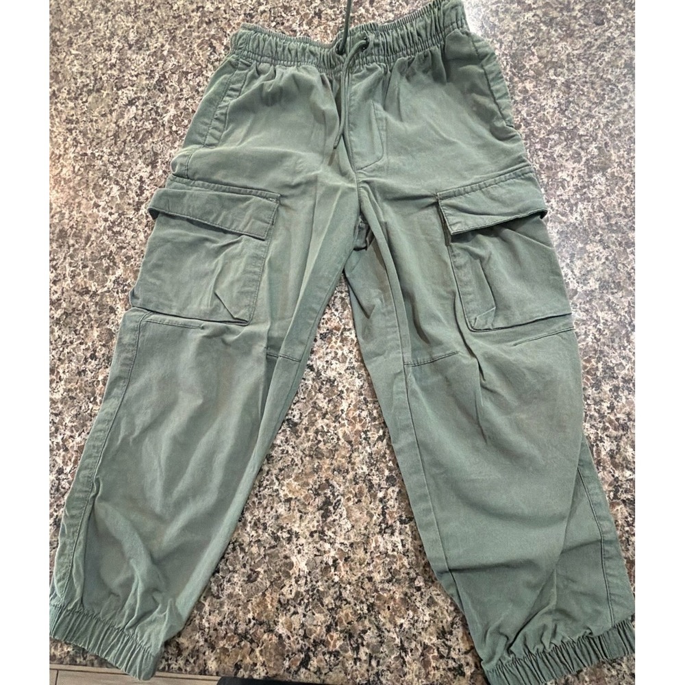 Old Navy Boys Olive Green Cargo Jogger Pants Size S 6-7 Elastic Waist Drawstring